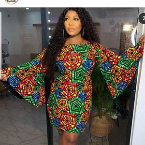 African print short dress
